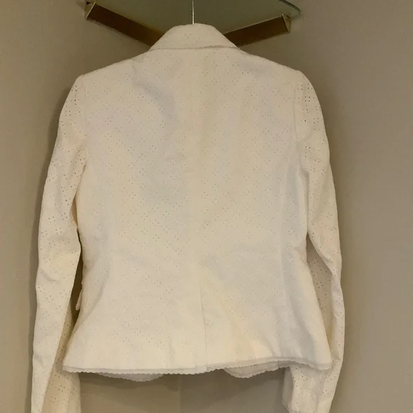 JCrew White 6 Eyelet Blazer Classic Coastal Cottagecore Timeless Minimalist - Picture 2 of 7